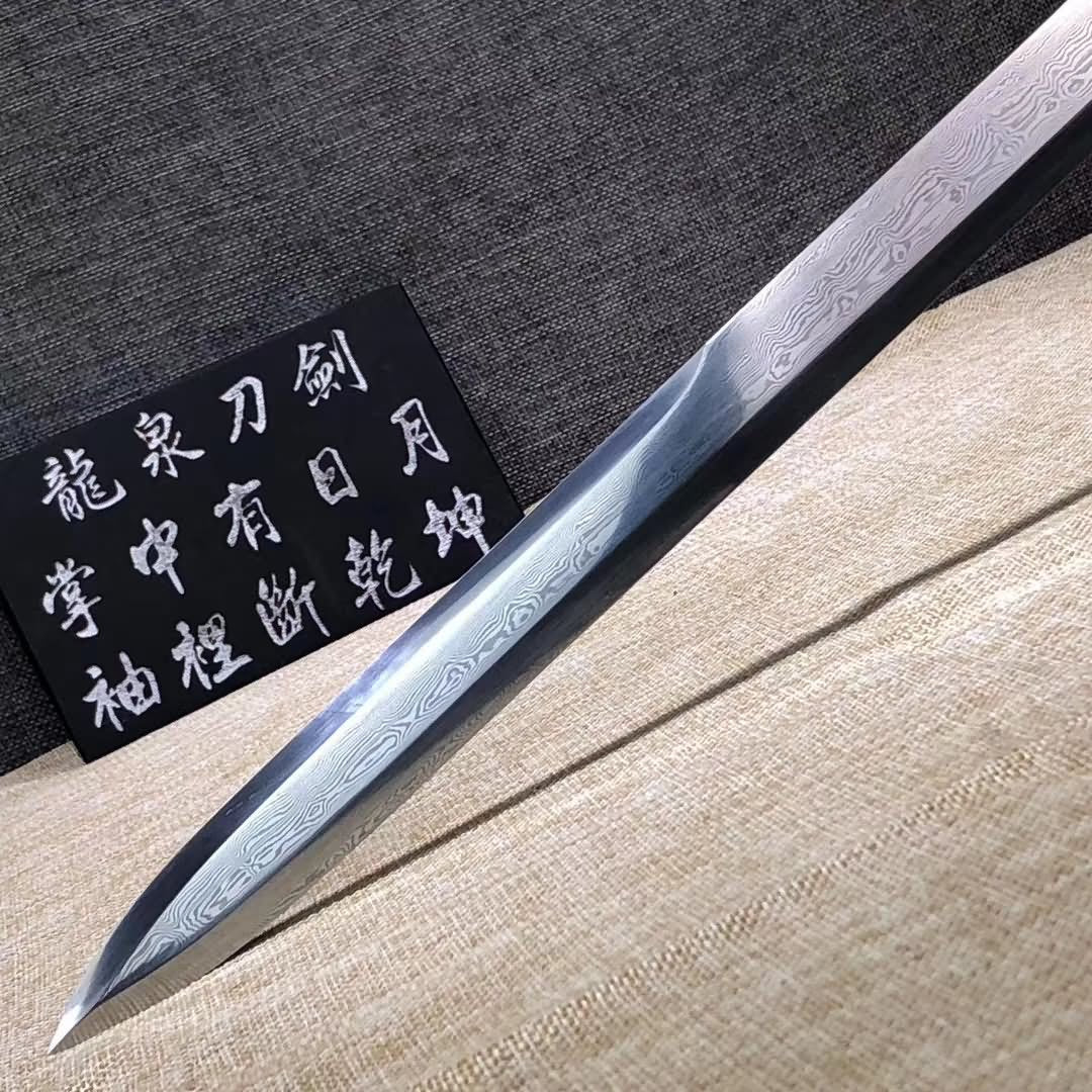 Tang jian sword,Damascus steel blade,Brass fittings,Rosewood scabbard