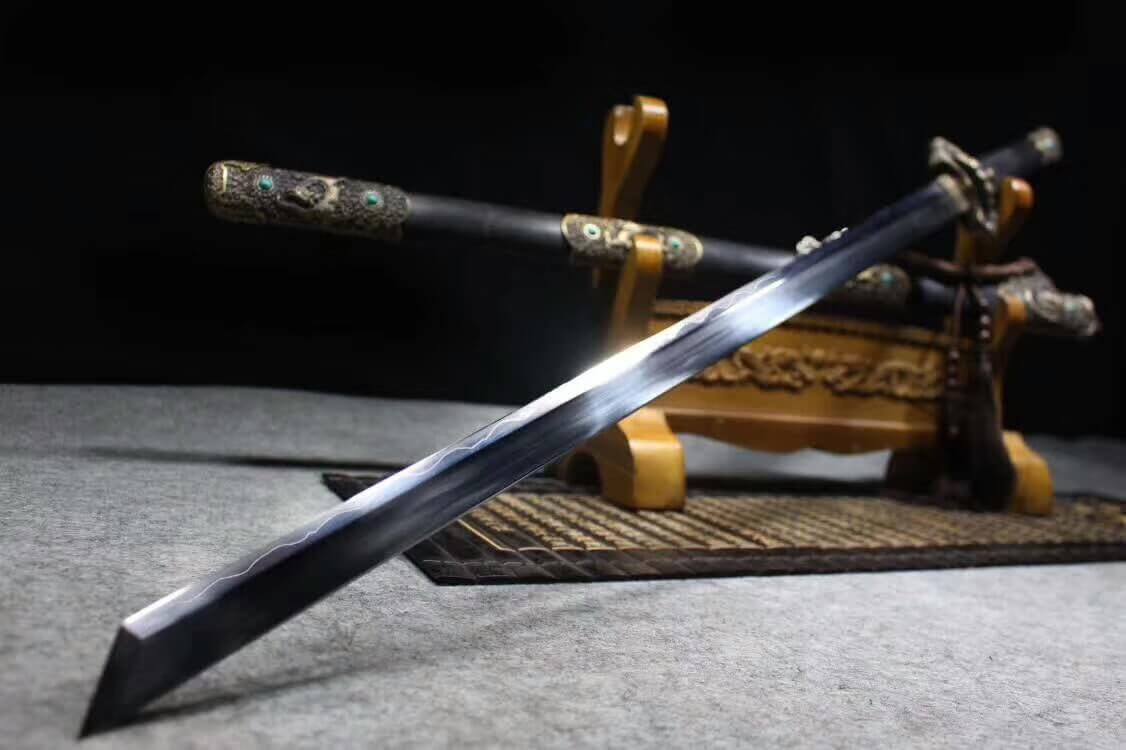 Tang sword(High carbon steel burn blade,Black scabbard,Alloy fitted)Length 41 "