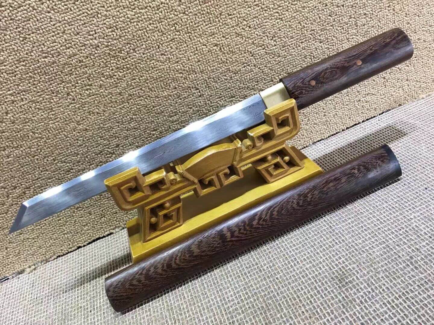 Tang dao(Damascus steel blade,Rosewood scabbard)Length 20"