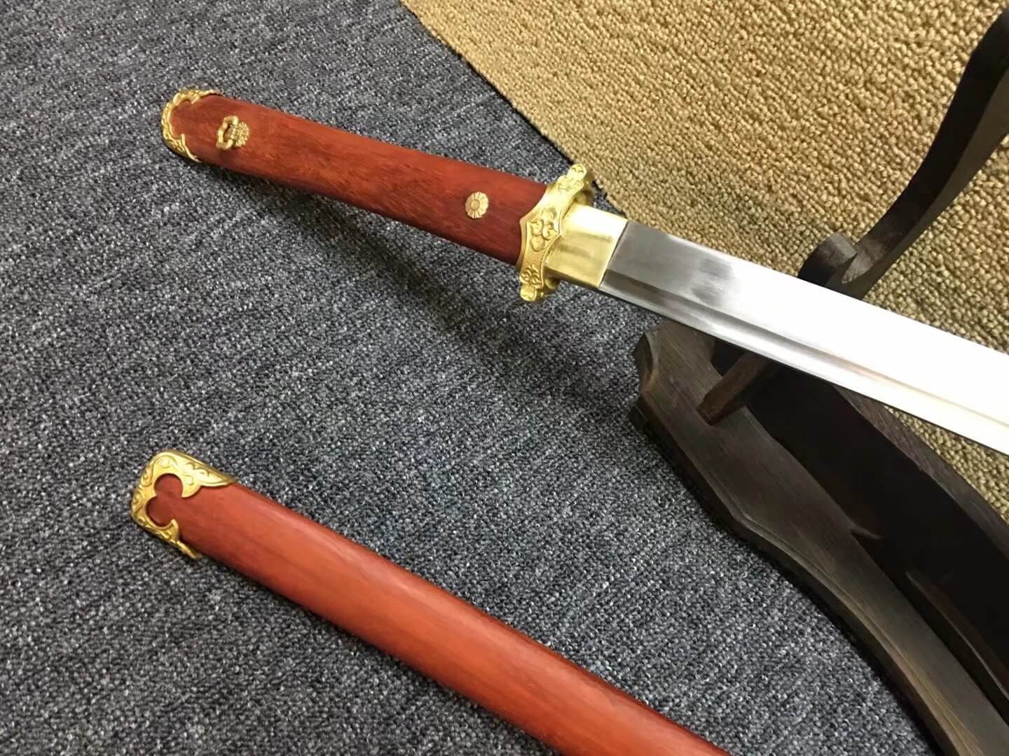 Bending Tang dao/T10 High Carbon Steel/Redwood scabbard/Brass fittings