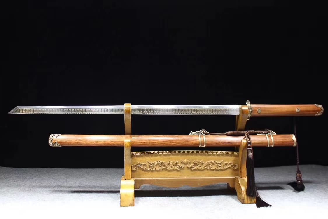 Tang dao sword,High carbon steel etch blade,Brass fittings,Full tang