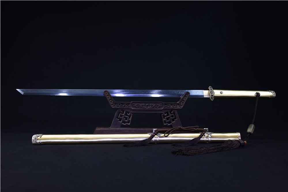 Tang dao sword(Damascus steel blade,Brass scabbard)Full tang