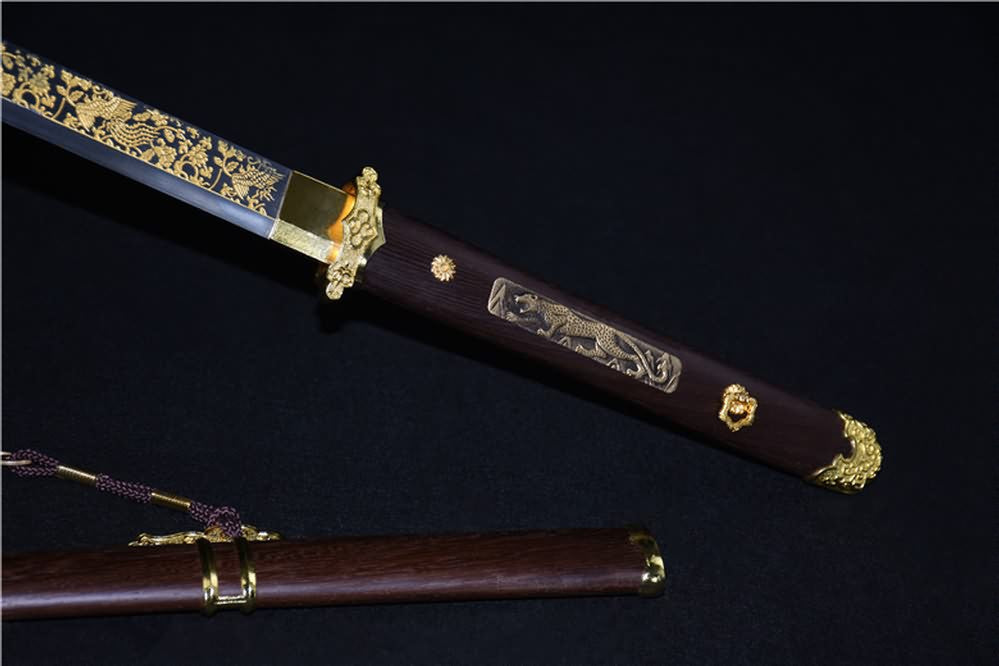 Tang jian sword,High carbon steel etch blade,Rosewood