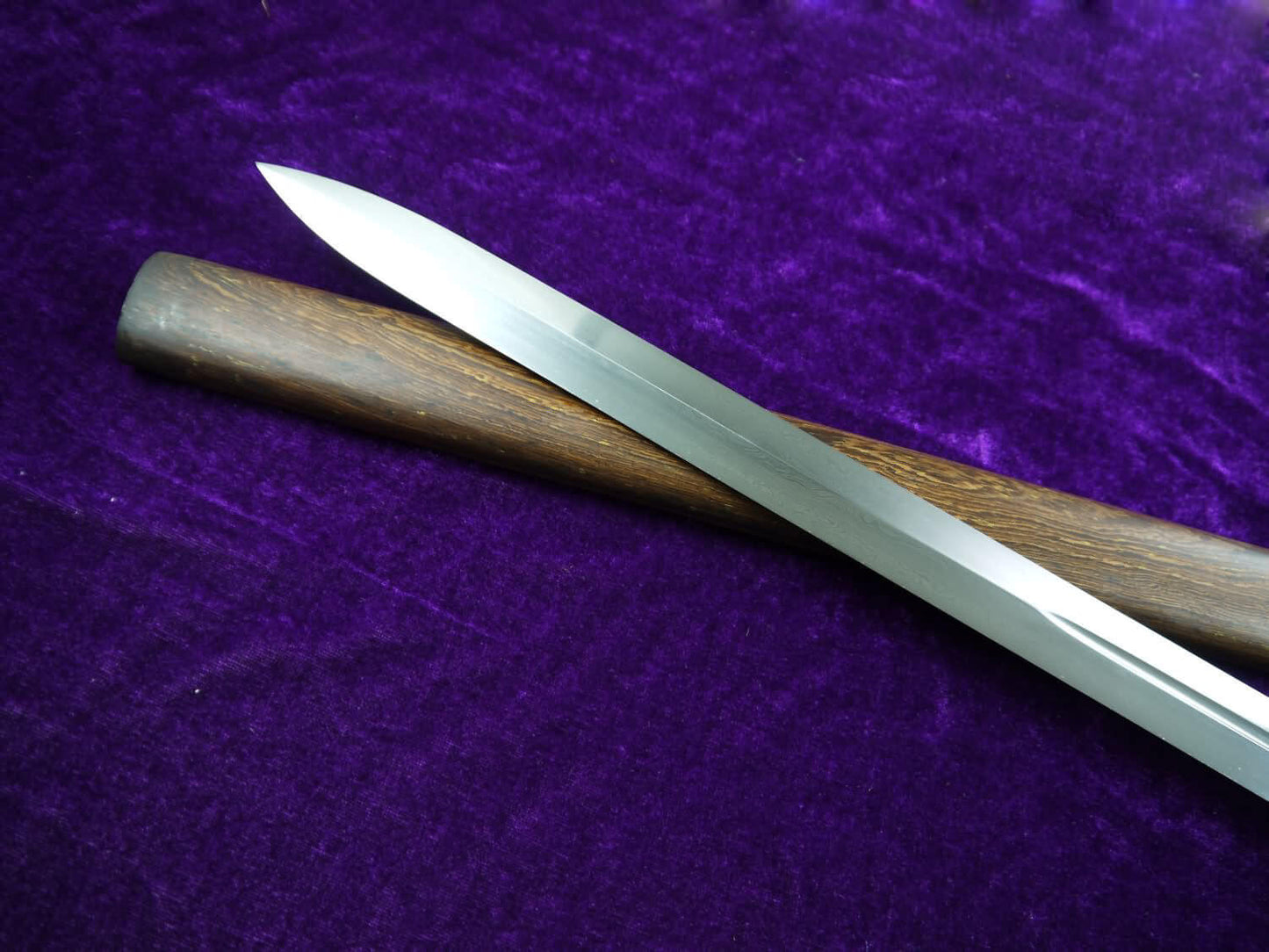 Tang sword(Damascus steel blade,Rosewood scabbard)Full tang