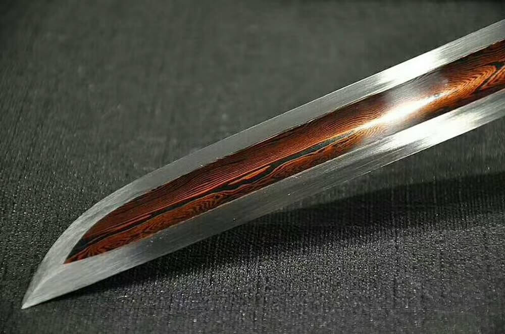 Tang jian(Damascus steel red blade,Rosewood scabbard,Alloy fitted)Length 41"