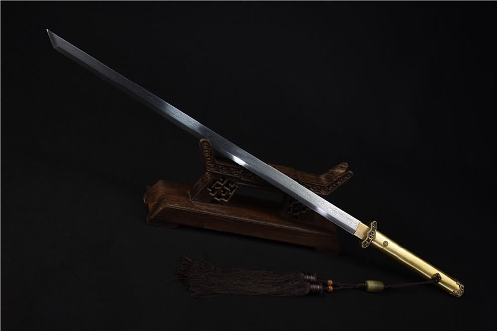 Tang dao sword(Damascus steel blade,Brass scabbard)Full tang