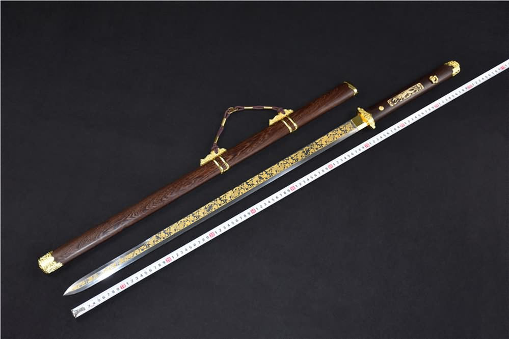 Tang jian sword,High carbon steel etch blade,Rosewood