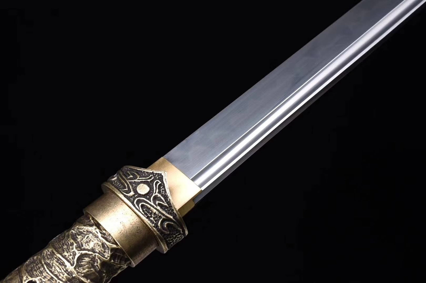 Tang dao,T10 steel burn blade,Black wood,Full tang,Chinese sword