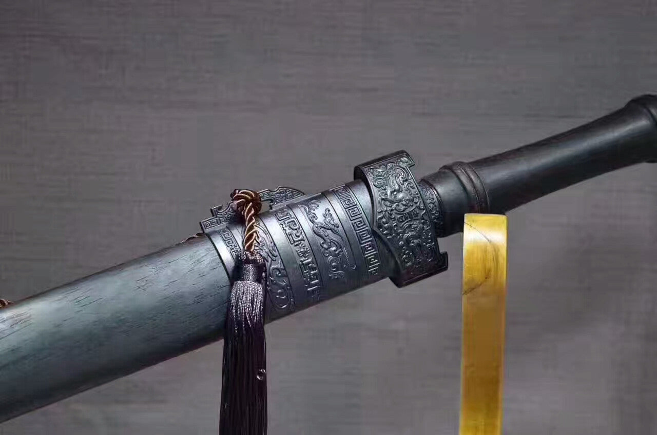 Qin jian sword(High carbon steel blue blade,Black wood,Alloy)