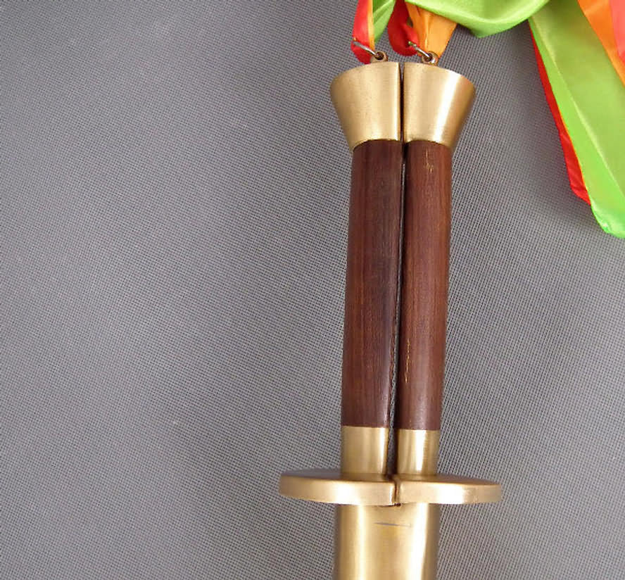 Wushu double sword(Medium carbon steel,Rosewood scabbard,Brass fitted)Length 38"