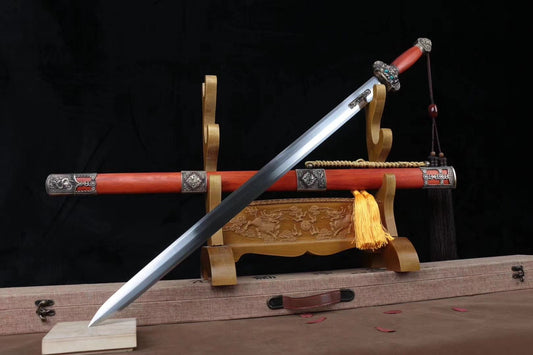 Yongle sword,Handmade High carbon steel blade,Redwood,Brass fittings