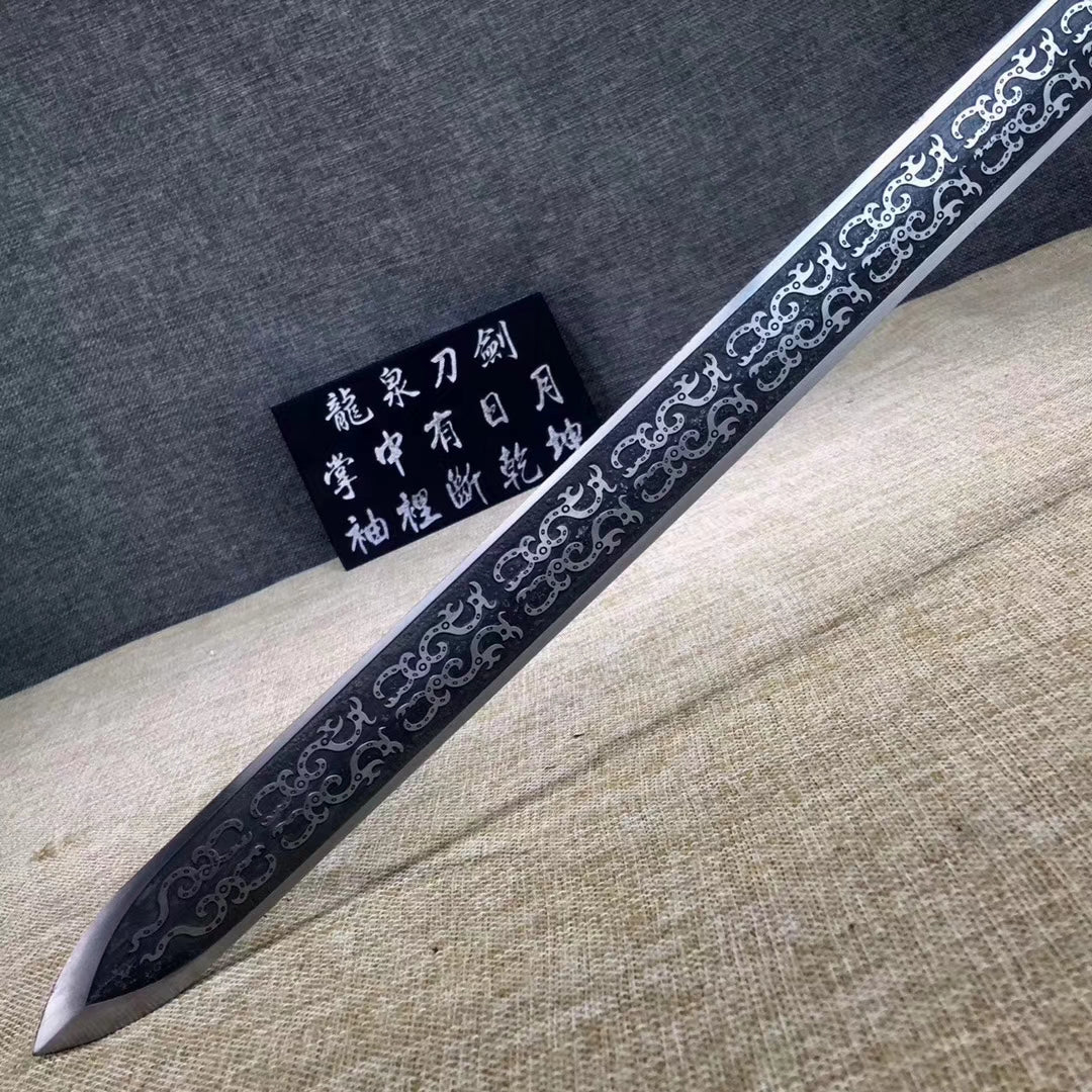 Yongle jian sword,Medium carbon steel etched blade,Alloy fittings