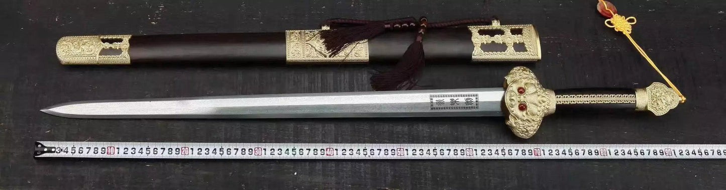 Yongle sword,Folded steel,Ebony scabbard,Copper fitting