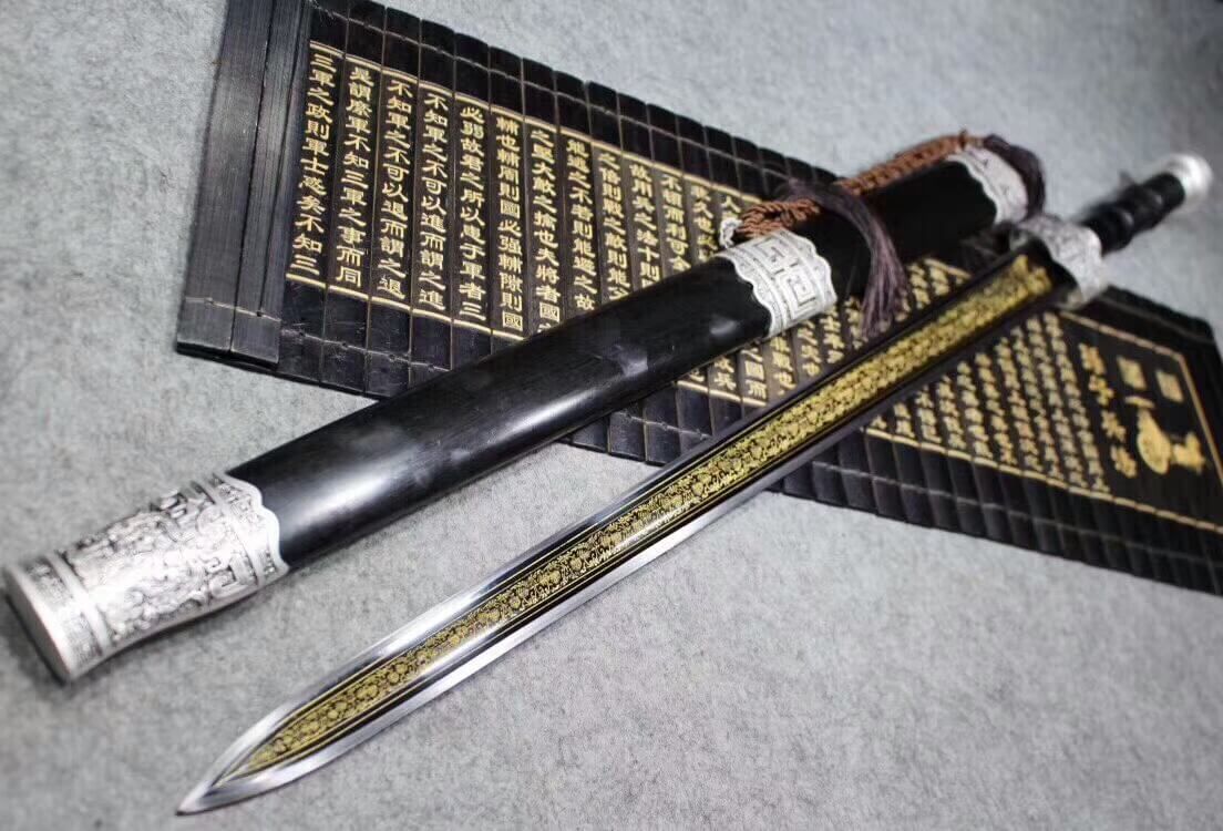 Yuewang sword,High carbon steel blade,Black scabbard,Alloy fitting