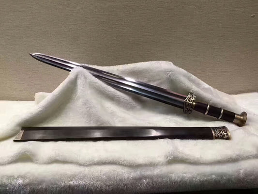 Yuewang jian(Damascus steel bade,Ebony scabbard,Brass)Length 28"