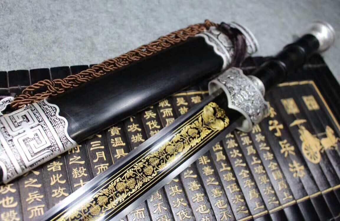 Yuewang sword,High carbon steel blade,Black scabbard,Alloy fitting