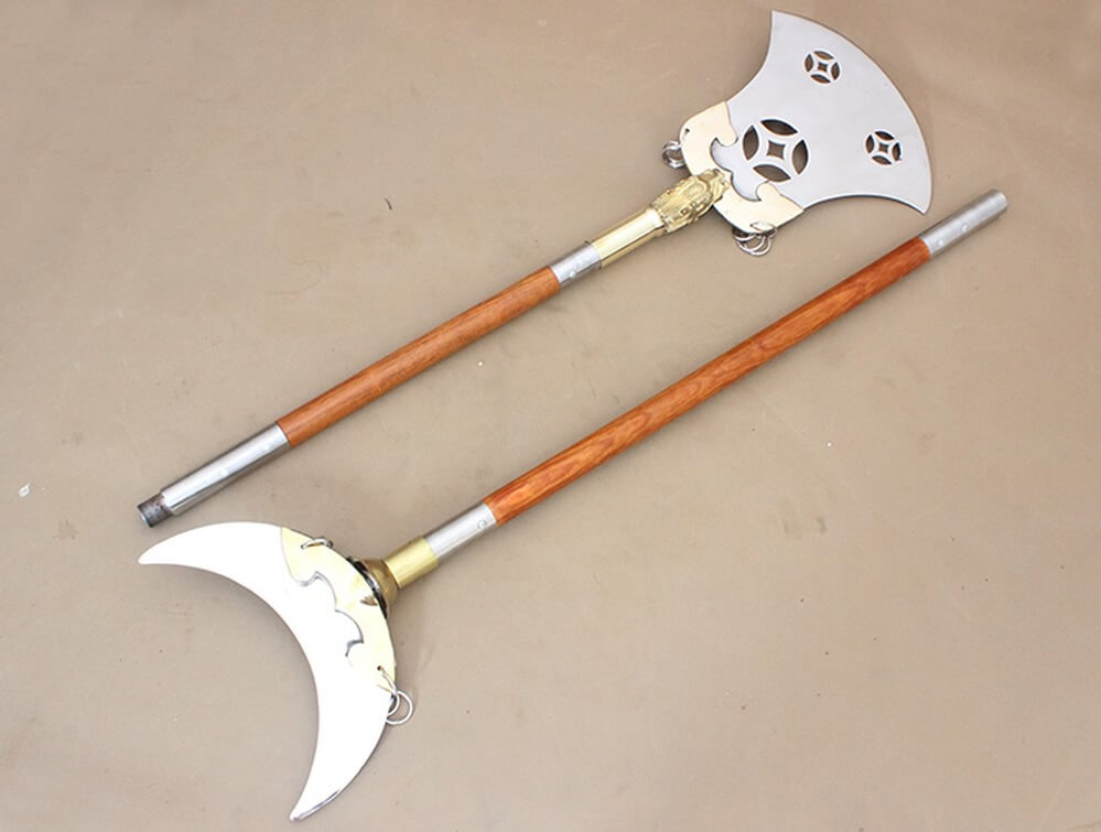 Crescent-Moon Shovel,spear,Stainless steel blade,Wood rod