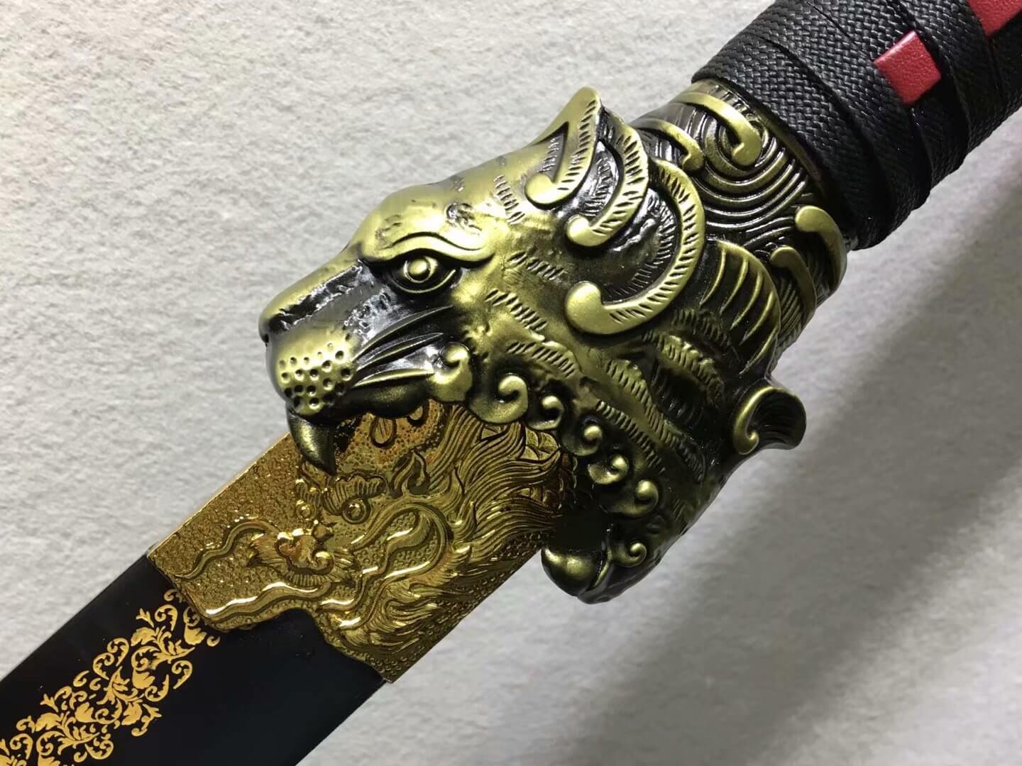 Tiger combating dao,High carbon steel blade,Leather scabbard,Alloy fitting