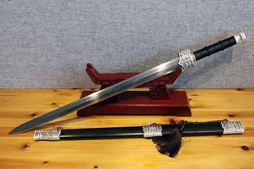 Zhaoyun sword,Damascus Steel blade,Wood scabbard,Alloy fittings