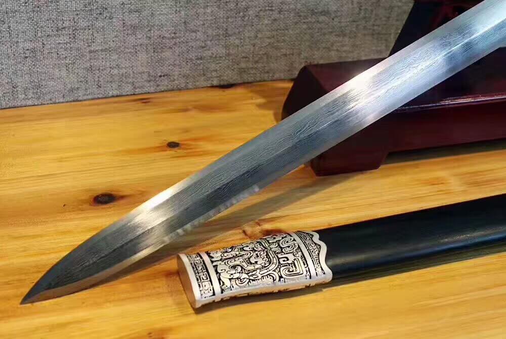 Zhaoyun sword,Damascus Steel blade,Wood scabbard,Alloy fittings