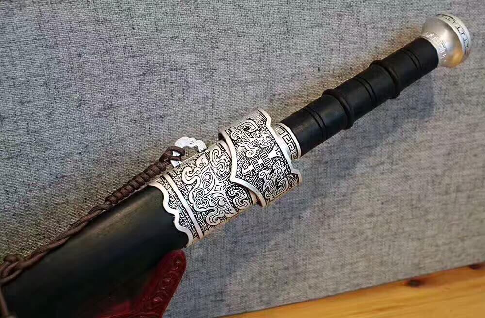 Zhaoyun sword,Damascus Steel blade,Wood scabbard,Alloy fittings