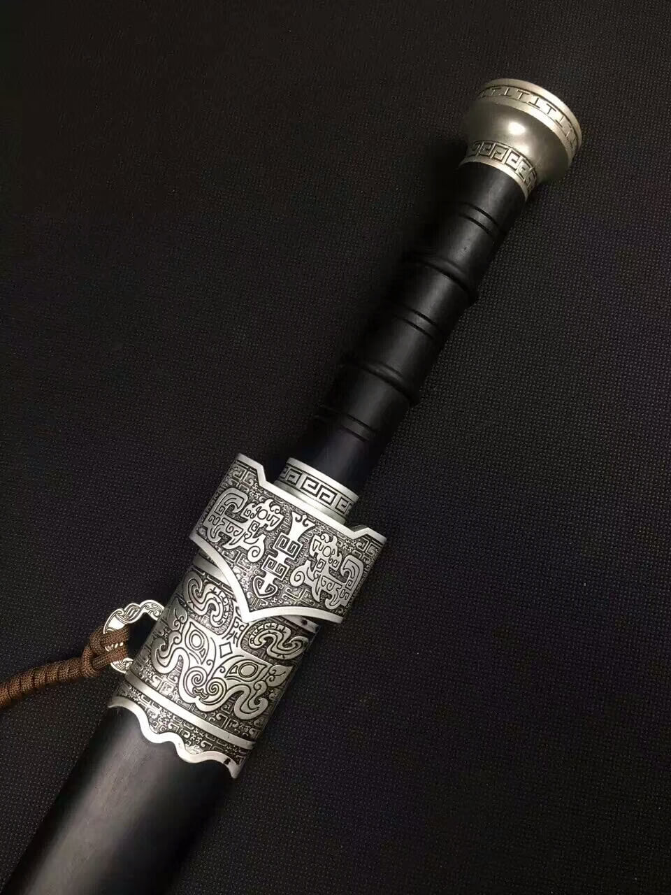 Zhaoyun jian,High manganese steel blade,Black scabbard,Alloy fittings