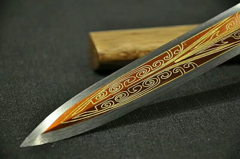 Tang jian(High carbon steel etching blade,Rosewood scabbard)Full tang